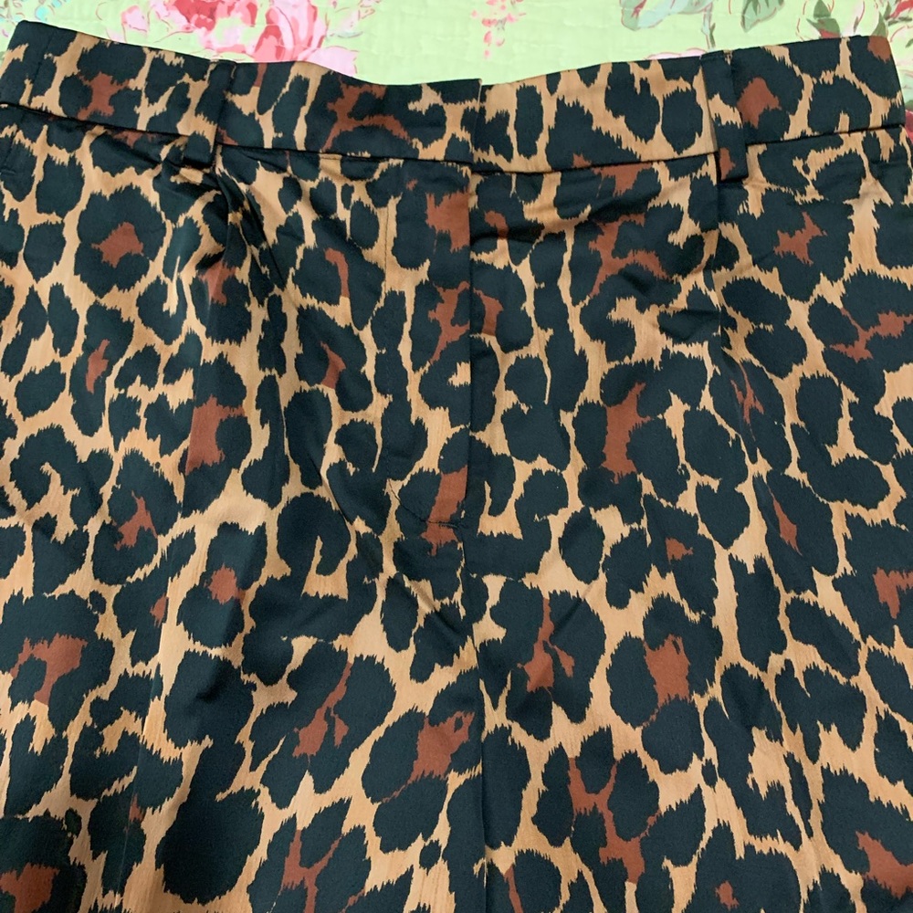 J Crew button up pants satin leopard